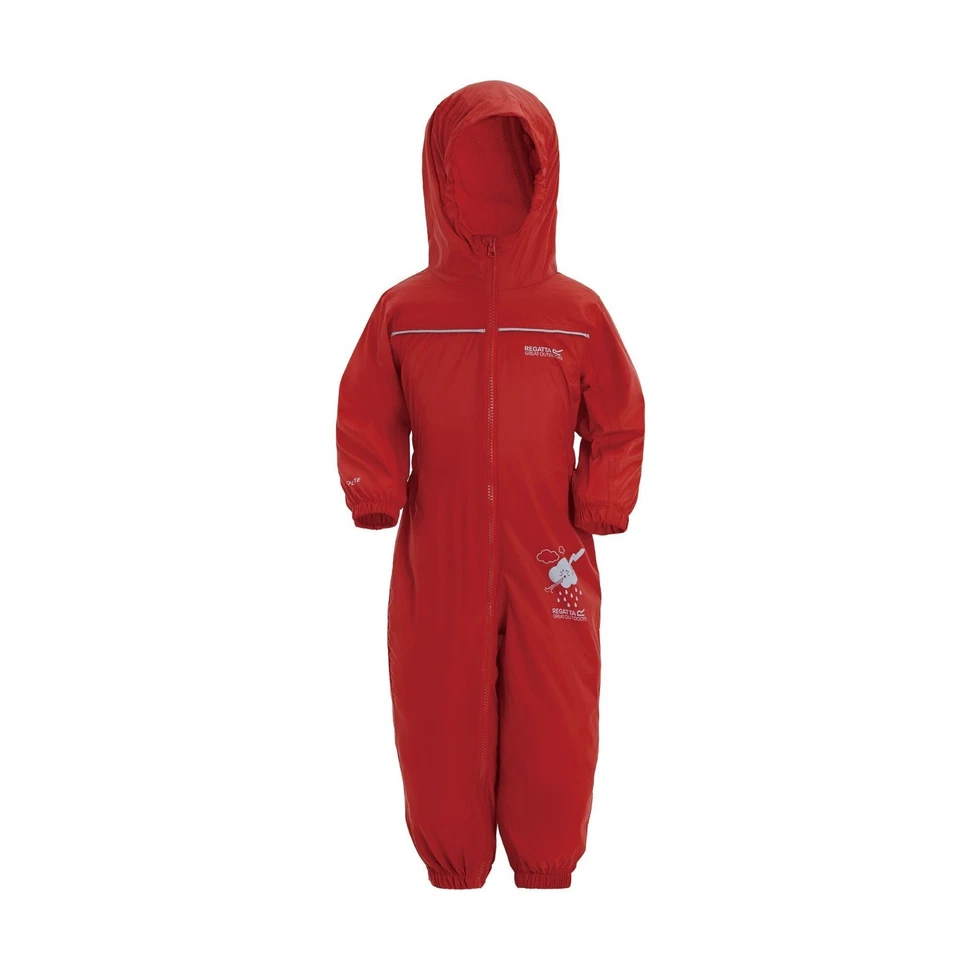 REGATTA PUDDLE IV BOYS GIRLS WATERPROOF ALL IN ONE RAIN SUIT KIDS CHILDRENS