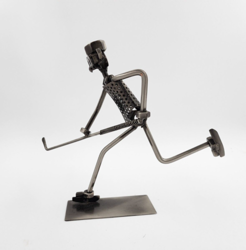 Vintage Metal Hockey Guy Nuts/Bolts Figure Skiing Welded Art - Picture 3 of 6