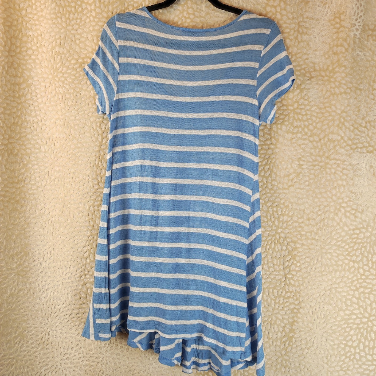 Phase Eight Womens Top Blue White Striped Size 10 Linen Dipped Hem image 6
