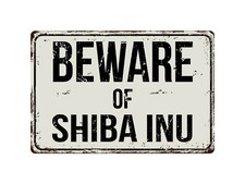 506VS Beware Of Shiba Inu 8 "x 12" Vintage Aluminum Retro Metal Sign