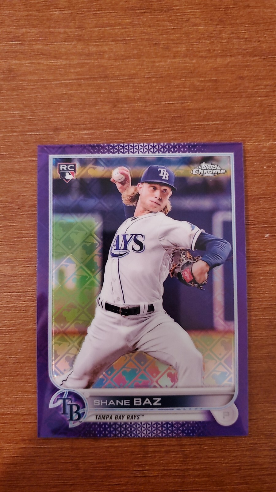 2022 TOPPS CHROME LOGOFRACTOR SHANE BAZ PURPLE REFRACTOR RC /250  TB RAYS
