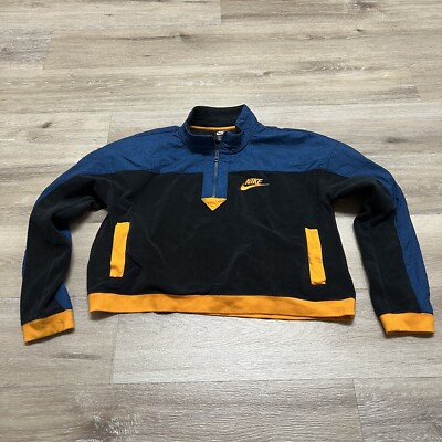 nike blue and orange polar fleece half zip sweatshirt
