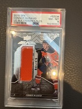 2018-19 SPx UD Black Star Trademarks Relics 016/199 Connor McDavid #STCM PSA 8