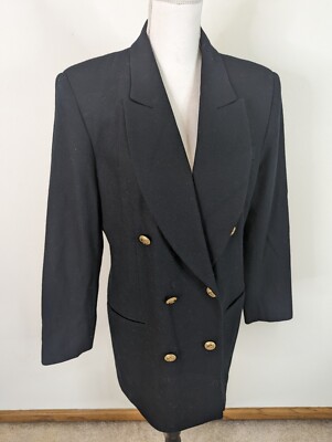 Vintage 90s Relaxed Fit Double Breasted Wool Sport Coat