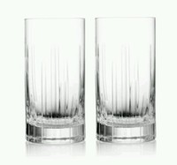 Trump Home 14 Ounce Rogaska Bleecker Highball Glass, Set Of 2, Barware Cup Trump Home 14 Ounce Rogaska Bleecker Highball Glass, Set Of 2, Barware Cup