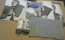 Vintage 2 Gray cones + w crochet piece Cotton Rayon Yarn PETER PAN CORDET 75 YDS