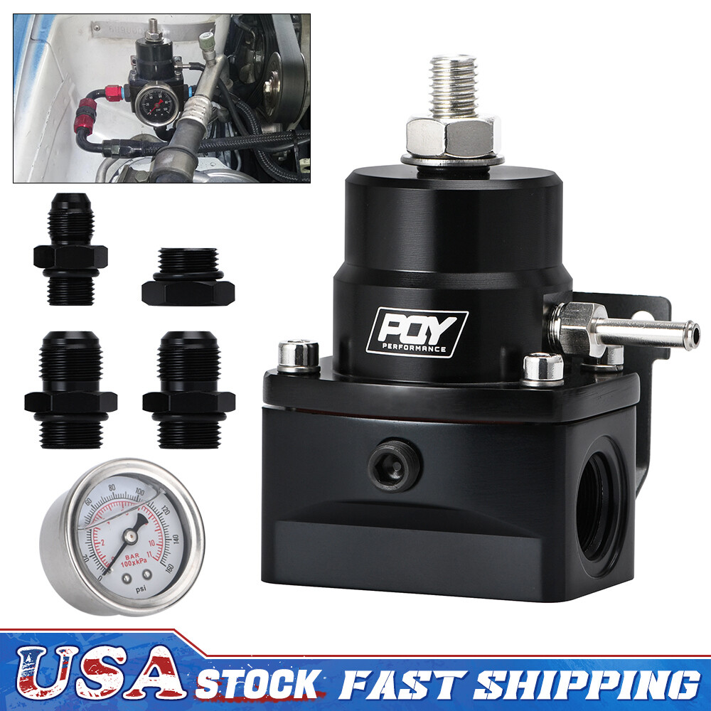 Aikosin Black-Red Adjustable Universal Aluminum Fuel Pressure Regulator