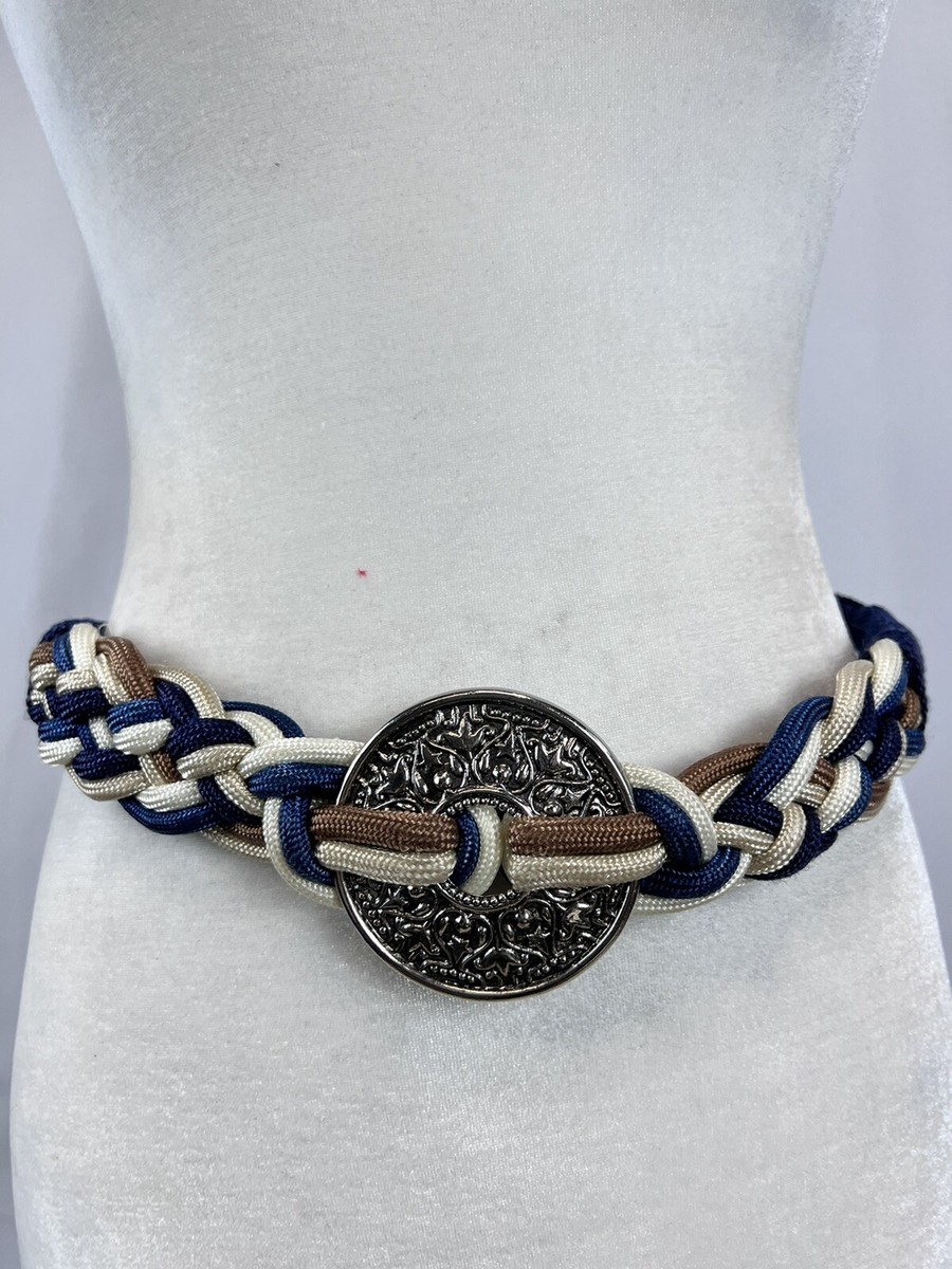 Miss Sixty Y2K Multicolor Woven Braided Wide Boho Festival Hippie Raffia Belt L Miss Sixty | Accessories | Miss Sixty Wide Studded Elastic  main image 3