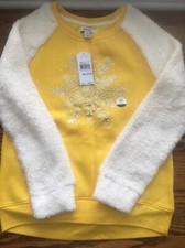 Nautica Girls Long Sleeve Crew Neck Sweatshirt - Snowflake- M 10/12 - Yellow