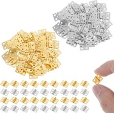 100Pcs Small Brass Hinges for Jewelry Box 10 X 8mm Mini Hinges for Crafts, Gold