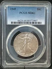 1945 WALKING LIBERTY HALF DOLLAR 50C PCGS MS64