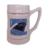 Carolina Panthers Decorative Stein Mug Vintage, White, Gold Trim