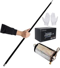 Black Magic Cane Metal Appearing Cane with Video Tutorial and Free Gloves, Po...