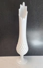 Vintage Fenton 15” MCM Milk Glass Swung Vase Hobnail Footed Pedestal