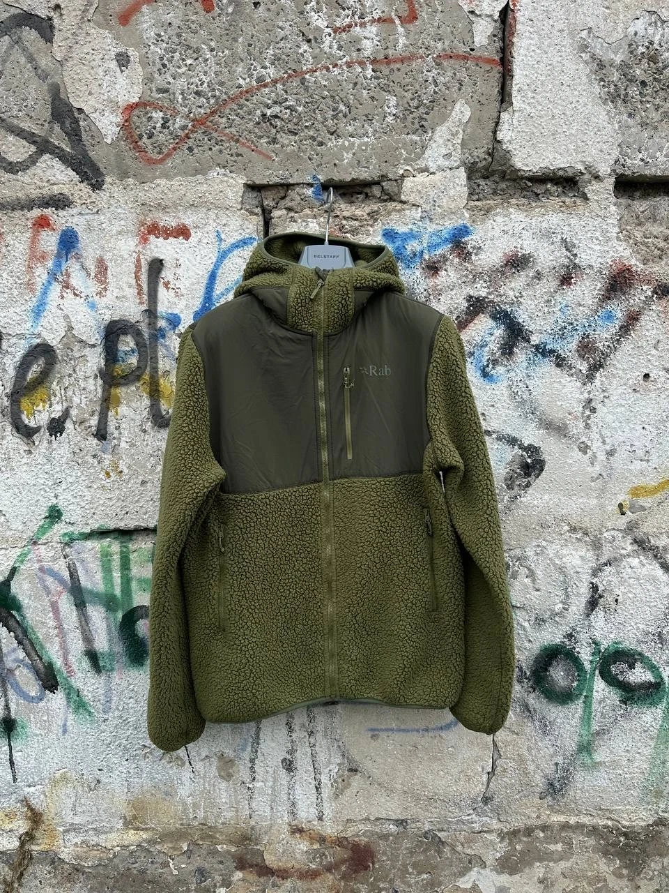 Rab Mens Teddy Original Pile Thermal Warm Fleece Windproof Green Jeacet Size L