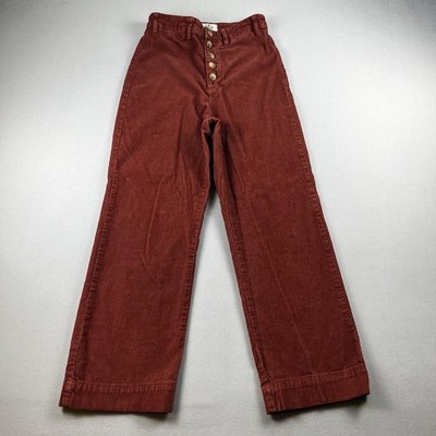 Marine Layer Pants Womens 6 Red Bridget Corduroy Cropped Button Fly High Rise