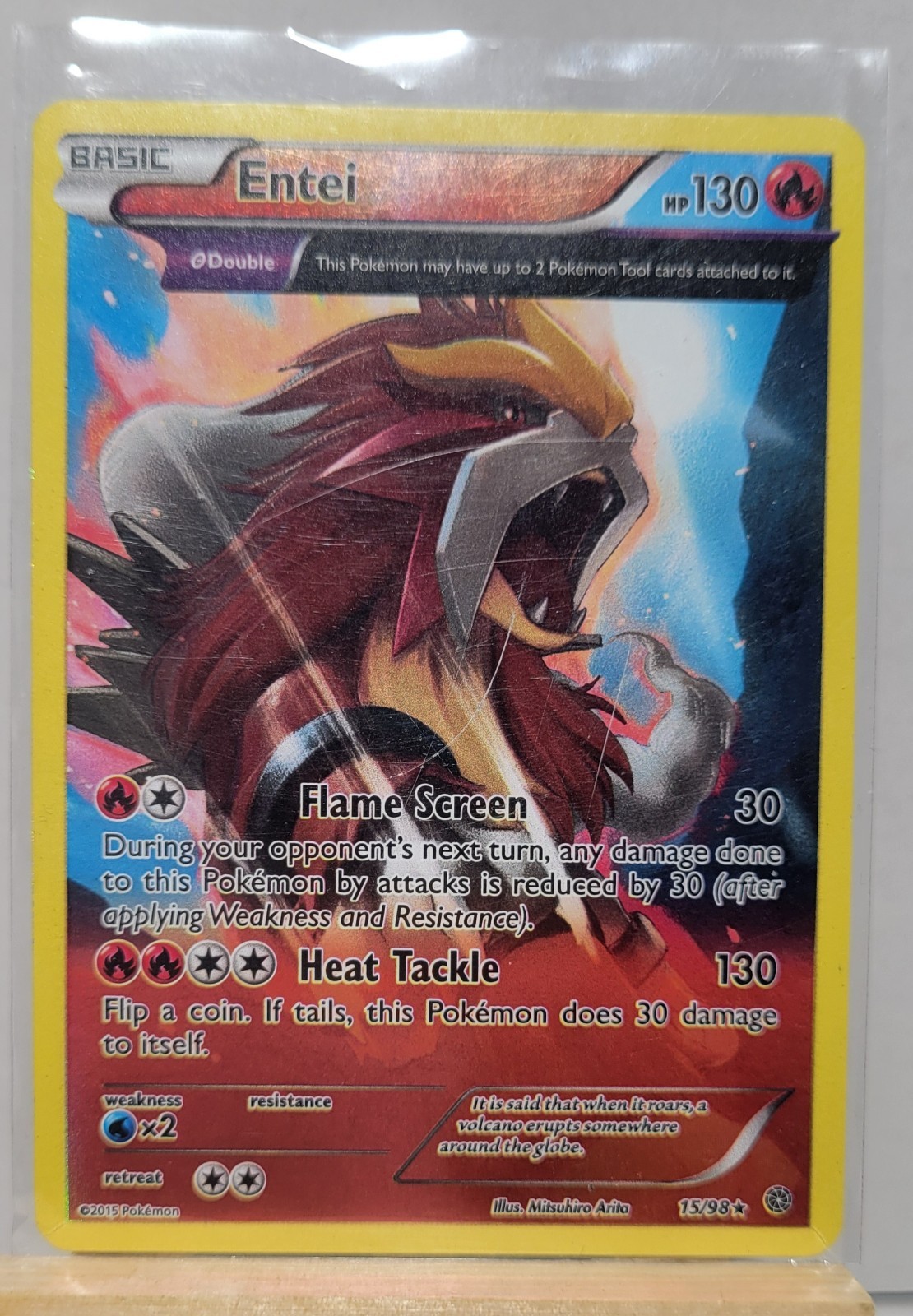 Entei 15/98 Rare Reverse Holo Pokemon Card 