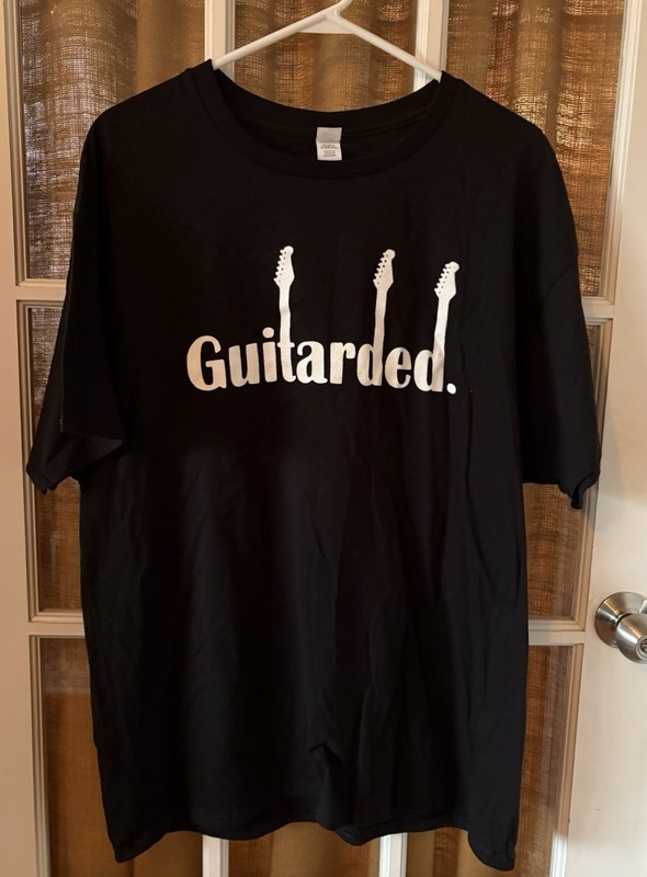 NWOT HANES MENS' BLACK S/S "GUITARDED" 100% COTTON TEE SHIRT,  XL