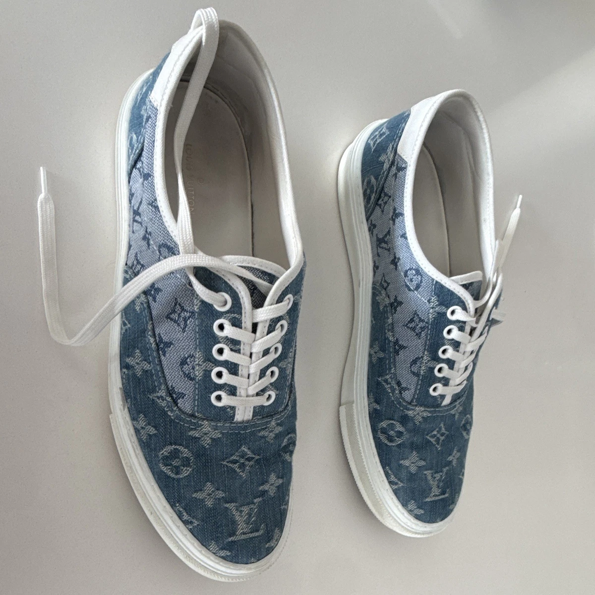 Louis Vuitton Trainer Sneaker Blue Monogram Denim for sale | eBay