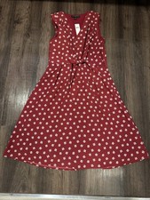 BANANA REPUBLIC Red White Sleeveless V Neck A Line Fit Flare Dress - NWT Size 4