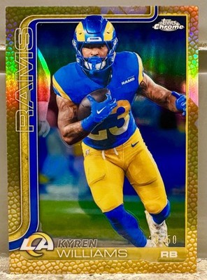 JERSEY NUMBER MATCH! 2025 Topps Chrome Kyren Williams Gold Leather 23/50! RAMS!