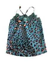 Blooming Jelly Tank Top Size S Teal Animal Print Racer back Adjustable Strap
