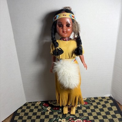 Vintage Indianer Puppe Perlen Federn Indianer 11 Zoll