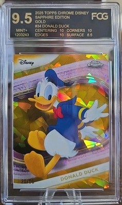 2025 Topps Chrome Disney Sapphire Donald Duck Gold /50