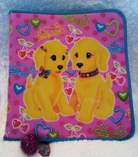 Vintage 90&rsquo;s  Lisa Frank Casey & Candy Puppy Love Zipper Binder W/ Zipper Pull