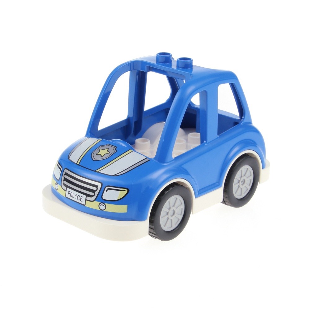 1X Lego Duplo Vehicle Blue Chassis White Push&Go Police 65567C01 15452PB06