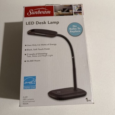 Sunbeam Flexible Neck Led Desk Lamp Adjustable Light Black 3 Levels Brand New 