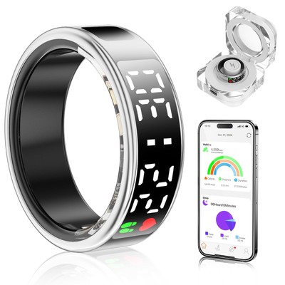 Smart Ring Gesundheitstracker mit Display Bildschirm & Touch-Taste, Bluetooth-Verbindung...