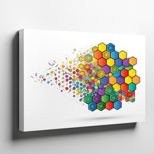 Modern colorful abstract geometric hexagon pattern canvas wall art print Decor
