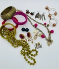 Vintage Costume Jewelry Bundle Of 2  Necklaces, 4 Bracelets, 6 Pair Of Earrings