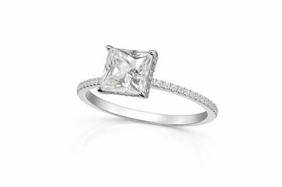 Moissanite Engagement Ring Iced Real Princess Half Eternity Gold Plated Bling