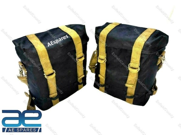 MilitäR GepäCkträGertaschen Canvas Schwarz FüR Royal Enfield New Classic Rebo...-image