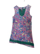 Vineyard Vines Dress Girls 6 Pink Geometric Print Sleeveless Shift Ribbon Trim
