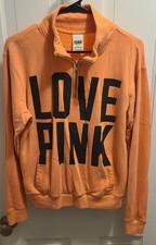 Victoria's Secret Women's Long Sleeve Sweatshirt Size XS Orange 1/4 Zip