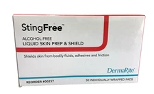 50 Ct DermaRite 00237 Sting Free Liquid Skin Prep & Shield Pads Exp. 2026-27