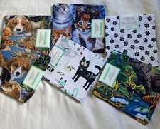 Fat Quarters - ANIMALS Lot Of 6, 18 x 21 100 Cotton Quilting Fabric Dog Cat