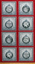 24" X 44" Panel Christmas Ornaments Bulbs Winter Scenes Cotton Fabric D501.63