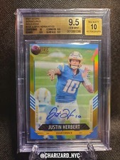 2021 JUSTIN HERBERT Score Chargers Gold Zone /25 BGS 9.5 GEM MINT Auto 10