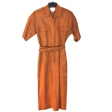 Vintage Ann Tjian for Kenar 2 Womn's Linen Belted Midi Dress Size 10