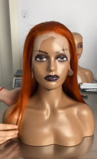 Short Orange Straight Wigs 14I Soft Wear 13 4 Lace Front Human Hair Wigs Daily