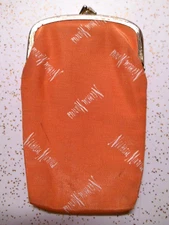 Vintage Orange Silk Faille Neiman Marcus Kiss Lock Cigarette Sunglass Case Purse