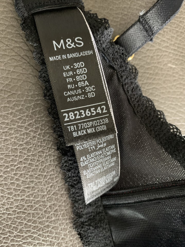 BNWT M&S BOUTIQUE UNDERWIRED PADDED BRA. BLACK MIX. UK 30D eBay
