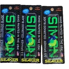 3PC Hawken Simon Hand Painted Spinner 3.5 Blue Chartreuse