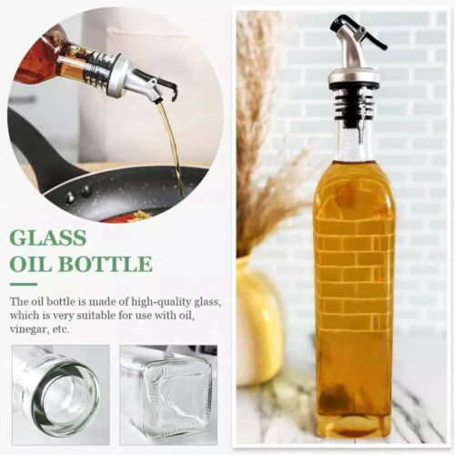 2*500ml Olive Oil Dispenser Bottles with 1 Funnel 2 Stainless Steel Pourer - Picture 4 of 6