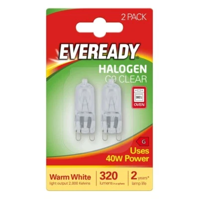 EVEREADY New Stoves 40watt G9 Socket Halogen Oven Cooker Lamp Light Bulb Pack of 2