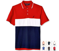 NAUTICA Hombre Polo Talla M L XL Algodón Suave Manga Corta Azul Marino Rojo